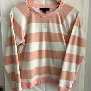 Sanctuary Pink and White Striped Pullover Sweatshirt